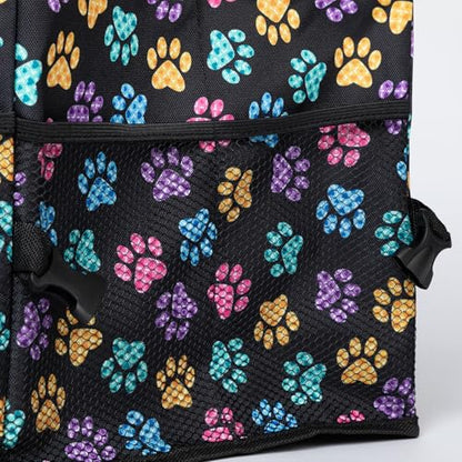 GreaterGood Collapsible Paw Print Car Trunk Organizer with 6 Pockets Truck SUV and Sedan Caddy With Compartment Vehicle Storage Container (Argyle Paws) - color: Argyle Paws