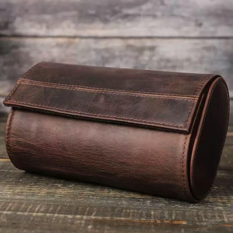 Genuine Leather Watch Roll Travel Case,2 Slots Full Grain Leather Watch Box with Pillow for Men,Watch Storage Organizer for Home Storage&Display, Gifts - size: 2 slots