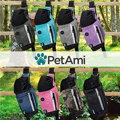 PetAmi Dog Fanny Pack, Treat Pouch for Dog Walking, Training, Built in Poop Bag Dispenser, Water Bottle Holder, Collapsible Bowl, Pet Treat Waist Belt for Hiking, Running, Kibbles (Camo Black) - color: Camo Black