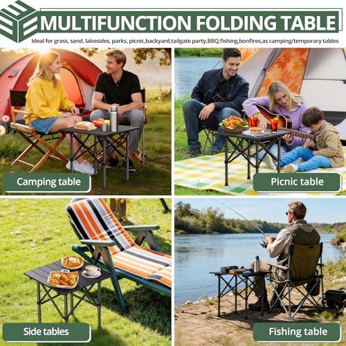 EYPINS Ultralight Camping Table Foldable - Small Beach Table, No-Wobble, 3.7 lbs Portable Compact with Carry Bag,Carbon Steel Outdoor Side Table for Backpacking, Picnic BBQs, Cooking