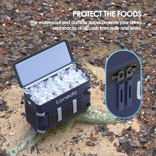 Deep Freeze Cooler Soft Sided Cooler Bag, 34 Can Collapsible Insulated Ice Chest, Large Leakproof Camping & Travel Cooler for Kayaking & Beach - color: 34Can Blue