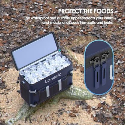 Deep Freeze Cooler Soft Sided Cooler Bag, 34 Can Collapsible Insulated Ice Chest, Large Leakproof Camping & Travel Cooler for Kayaking & Beach - color: 34Can Blue