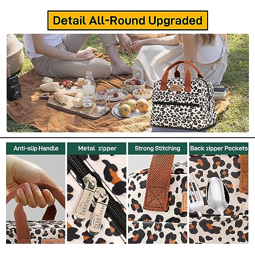 HOMESPON Insulated Lunch Bag for Women Men Lunch Box Cooler Lunch Tote for Work Picnic (Leopard Print) - color: Leopard Print