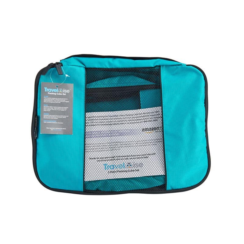TravelWise Luggage Packing Organization Cubes 5 Pack, Teal, 2 Small, 2 Medium, 1 Large (TWPC-24) - color: Teal