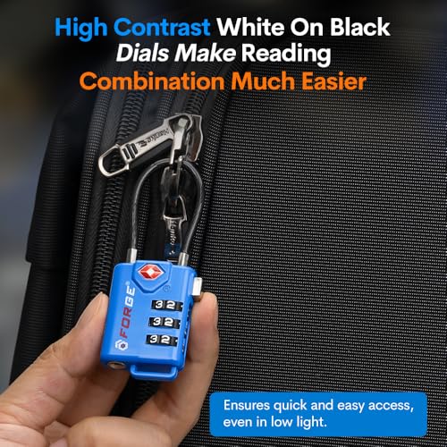 TSA Approved Cable Luggage Locks, Re-settable Combination with Alloy Body - color: 4 Colors Cable 4 Pack