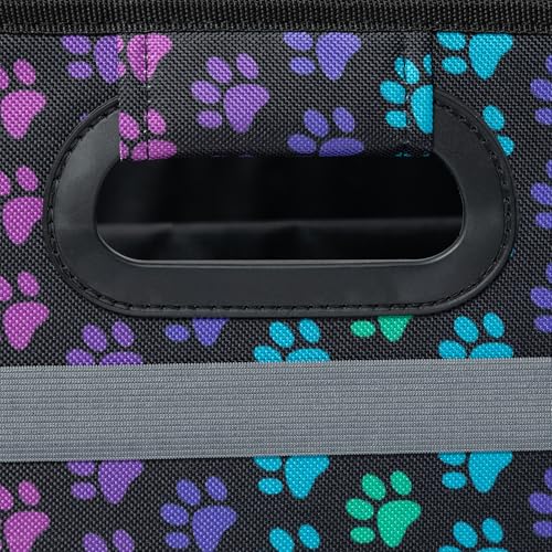 GreaterGood Paws Car Trunk Organizer Foldable Storage Bin with Handles Non Slip Base Pet Gear Travel Tote for SUV Truck (Rainbow Paws) - color: Rainbow Paws