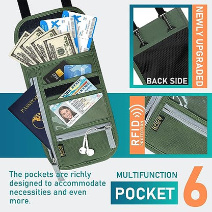 Travel Neck Wallet, RFID Blocking Passport Holder with Adjustable Neck Strap for Men and Women to Keep Cash, Credit Cards and Travel Documents Safe - B - color: ColorB