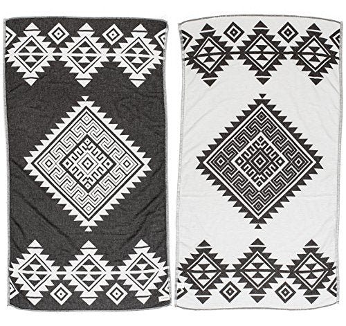 Bersuse 100% Cotton Yucatan Turkish Towel - 39x71 Inches, Black - color: Black