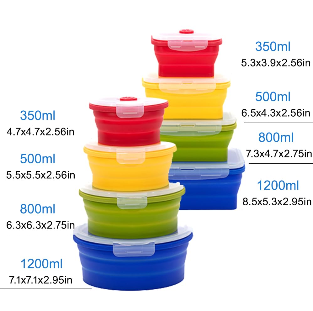 Collapsible Silicone Food Storage Container Set (MULTI COLOR) - color: MULTI COLOR