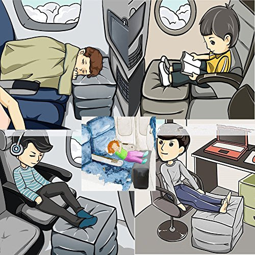 Inflatable Travel Foot & Leg Rest Pillow with Adjustable Height for Airplane, Car, Bus, Train, Office, Camping and Kids to Sleep on Long Flights, Air Pump Included - size: pillow-2