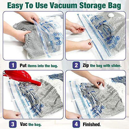 Vacuum Storage Bags, 10 Medium Space Saver Vacuum Seal Bags, Space Bags, Vacuum Sealer Bags for Clothes with Travel Hand Pump (10M) - size: 10-Medium