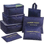 Mossio 7 Set Packing Cubes with Shoe Bag - Travel Carry On Luggage Organizer - color: Blue Circle
