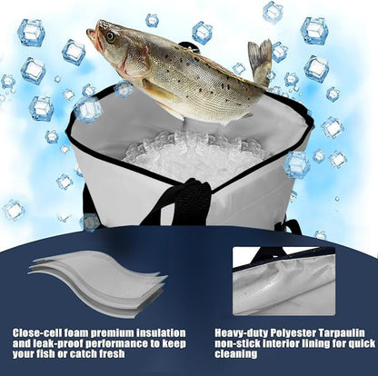 MORXPLOR Insulated Fish Cooler Bag for Fishing 41x17 47x17In 50x20In 60x24 72x30 80X40 Inches,Large Insulated Fish Kill Bag,Fishing Catch Bag Cooler with Water-resistant Zipper - color: 47inch Light Grey