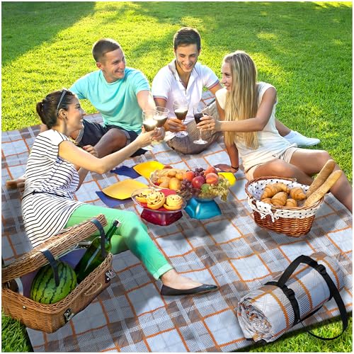 Extra Large Picnic Blankets Portable 80x80 Oversized Waterproof Sandproof Outdoor Boho Beach Blanket Camping Grass Mat Big Xl Sand Free Car Items Summer Essential Hiking Must Have Backpacking Supplies - color: Oat Milk