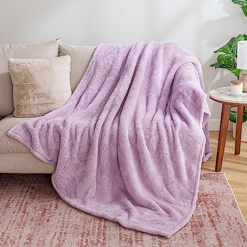 Berkshire Blanket Classic Extra-Fluffy™ Plush Throw Blanket, Soft Fuzzy Fluffy Long Hair Throw Blanket for Couch Sofa Bed, Pastel Lilac Purple, 50x60 Inches - color: Pastel Lilac, size: Throw/Throw XL
