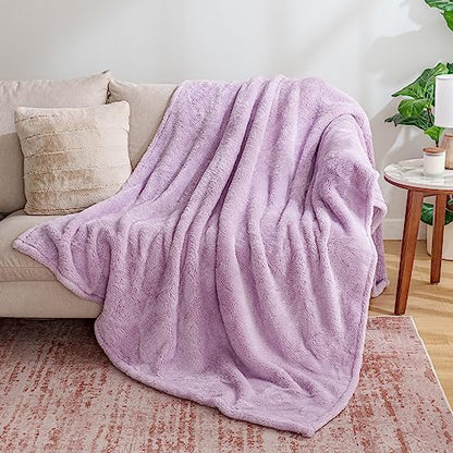 Berkshire Blanket Classic Extra-Fluffy™ Plush Throw Blanket, Soft Fuzzy Fluffy Long Hair Throw Blanket for Couch Sofa Bed, Pastel Lilac Purple, 50x60 Inches - color: Pastel Lilac, size: Throw/Throw XL