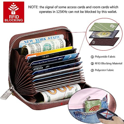FurArt Zipper Wallet Women, RFID Blocking Credit Card Wallet, Business Card Holder, Compact Size KeyChain Wallet - color: Dandelion