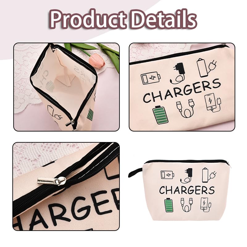 ShiQiao Spl Charging Cable Organizer Bag Chargers Organizer Bag for Travel Backpack with Zipper Toiletry Pouch Gifts for Friends Daughter Son Bday Birthday Gifts Chargers Makeup Cosmetic Bags - style: Chargers