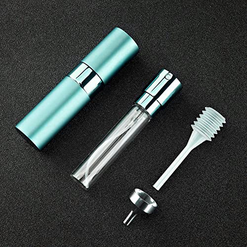 LISAPACK 8ML Atomizer Perfume Spray Bottle for Travel, Empty Refillable Cologne Dispenser, Portable Sprayer (Cyan) - color: Cyan