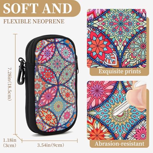 QIUTIMIY Sunglasses Soft Case Zipper Double Eyeglass Case with 2 Compartments 1 Belt Clip - color: Mandala