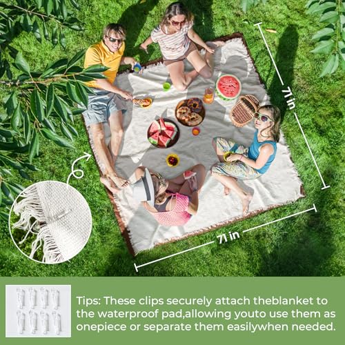 Tiny Land Picnic Blankets, 2 in1 Double Layer Waterproof Mat + Blanket, Foldable Beach Mat,Outdoor Blanket, Portable Camping Blanket, Extra Large Beach Mat, for Camping Park Beach Grass