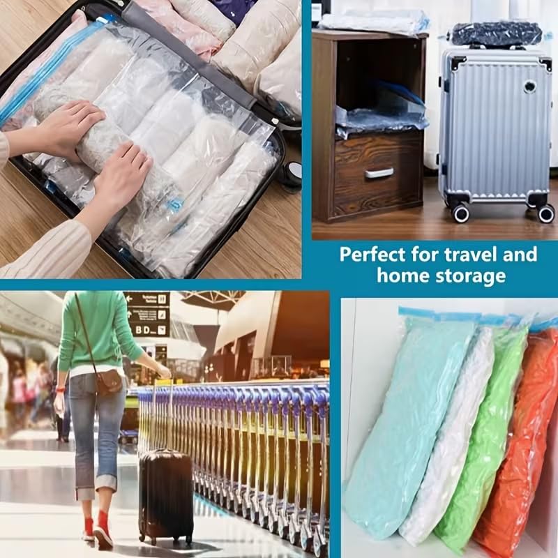 4pcs Roll-Up Compression Bag For Travel, Reusable Vacuum Packing Space Saver Bags - 40 * 60cm - color: Blue, size: Large