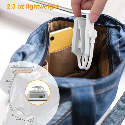 karidi Rechargeable 24 LED Book Light for Reading, 360° Flexible Gooseneck, 5 Color Tones, Clip-on for Books/Tablet/Bed, USB-C, 80H Glare-Free Eye Care (White) - color: White