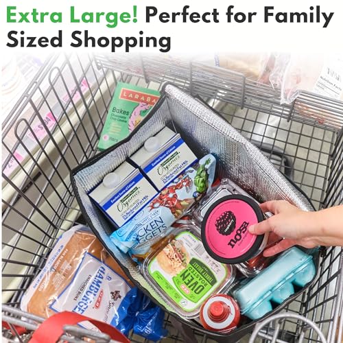 Creative Green Life XL Insulated Reusable Grocery Bags (2-Pack) - Premium Quality Cooler Bags with Hard Bottom Insert, Stands Upright, Washable - color: Navy Blue