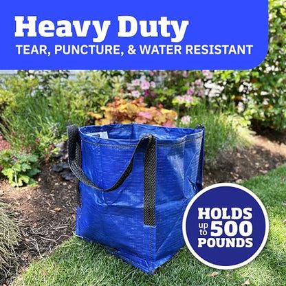 DURASACK Heavy Duty Storage Tote Bag 22-Gallon Rugged Woven Polypropylene Moving Bag, Reusable Self-Standing Design, Holds up to 500 Pounds, Pack of 4, Blue - color: Blue, size: Pack of 4