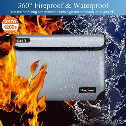Fireproof Waterproof Money Document Bag - with 4200°F Heat Insulated, Safe Fireproof Storage Pouch with Zipper, Upgraded 8 Layers of Functional Materials for Documents,Valuables (11"x7.7", Gray) - size: 11"x7.7"