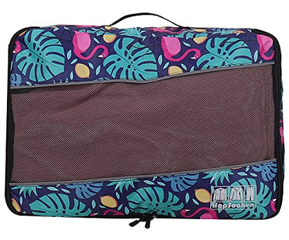 5 Set Packing Cubes for Travel Large Suitcase Luggage Organizer Bags Travel Accessories Vacation 4 Cubes 1 Laundry Pouch Bag - color: Pineapple