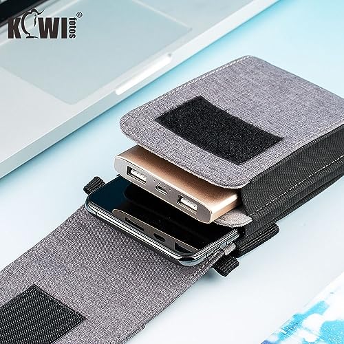 KIWIFOTOS Dual-Layer Travel Phone Pouch Crossbody Bag for iPhone 17 16 15 Pro Credit Cards Shoulder Bag with Strap Under 6.3" Cell Phone Holster - color: Gray, Double Layer