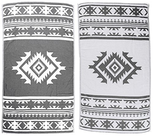Bersuse 100% Cotton Cozumel Turkish Towel Beach Towel Bath Towel Dual Layer Peshtemal Beach Blanket Beach Essentials - 39x71 Inches, Silver Grey - color: Silver Grey3