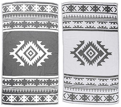 Bersuse 100% Cotton Cozumel Turkish Towel Beach Towel Bath Towel Dual Layer Peshtemal Beach Blanket Beach Essentials - 39x71 Inches, Silver Grey - color: Silver Grey3