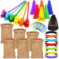 Sumind 40 Pcs Outdoor Games Burlap Potato Sack Race Bags Field Day Games Legged Race Bands Egg and Spoon Outdoor Picnic Carnival Lawn Backyard Activities for Adults Kids