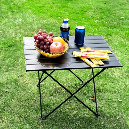 Folding Camping Table – Ultralight Aluminum Portable Table for Camping, Hiking, Backpacking, Picnic, Beach, BBQ – Compact Lightweight Collapsible Travel Side Table for Outdoor, RV, (1) - size: Small