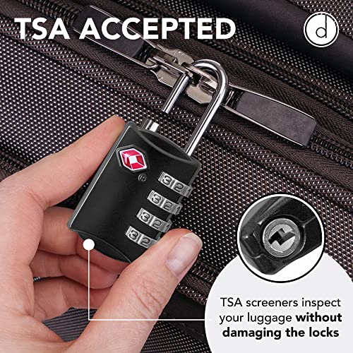 TSA Locks for Luggage, 2-Pc Durable Steel Padlock, Keyless Easy to Read 4-Digit Combination Lock for Backpacks, Travel Suitcases, Toolbox, Filing Cabinets, Baggage & Gym Locker, Black - color: Black