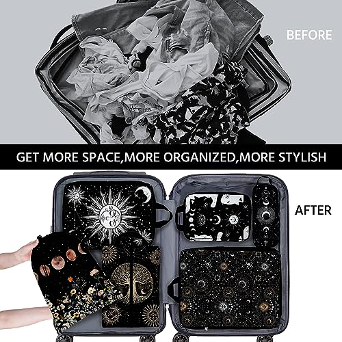 6 Pcs Compression Packing Cubes Waterproof Suitcase Travel Bag Luggage Backpack Organizer Travel Cubes for Packing-Gothic Style - color: Gothic Style