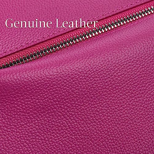 Bveyzi Ultra Slim Thin Leather RFID Blocking Credit Card Holder Bifold Clutch Wallets for Women - color: Hot Pink