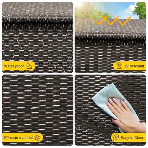 Wicker Deck Box, 125 Gallon All-Weather Outdoor Storage Box, Rattan Storage Bin for Patio Furniture, Outdoor Cushions, Pool Storage and Garden Tools, Brown