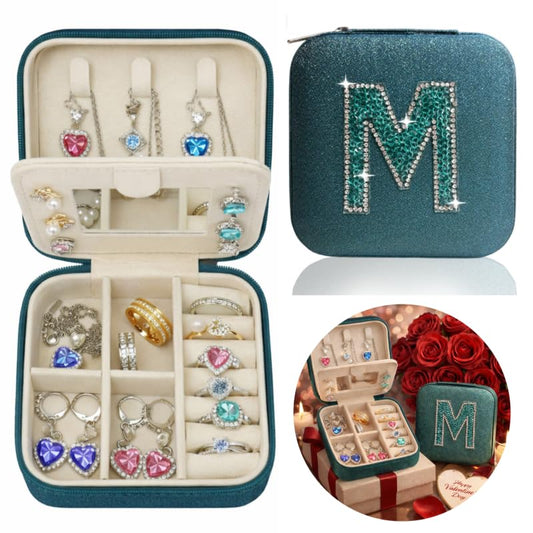 Mothers Day Gift Travel Jewelry Case for Women, Large Jewelry Organizer with Straps, Secure Storage, Better Organization, Gift for Bridesmaid, Daughter, Granddaughter - color: Emerald Grn M