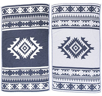 Bersuse 100% Cotton Cozumel Turkish Towel Beach Towel Bath Towel Dual Layer Peshtemal Beach Blanket Beach Essentials - 39x71 Inches, Dark Blue - color: Dark Blue3