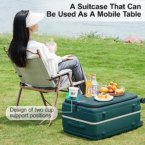 Hanke Multifunctional 26 Inch Hard Shell Suitcases with Wheels Travel Approved Luggage Large Rolling Suitcase Checked Luggage for Women Men(Blackish Green) - color: Blackish Green, size: Multifunctional Checked 26 Inch