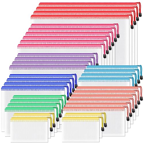 Umriox Mesh Zipper Pouch, 8 Assorted Size (8 Colors, 36 Packs), Zipper Bags, Storage Bags for Craft Projects Office Cosmetics Travel - style: Multicolored-36pcs