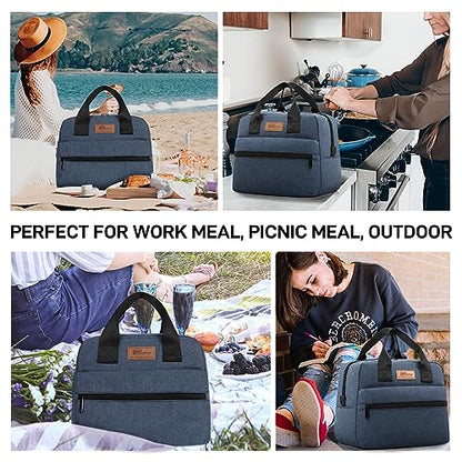HOMESPON Insulated Lunch Bag for Women Men Lunch Box Cooler Lunch Tote for Work Picnic (Navy) - color: Navy