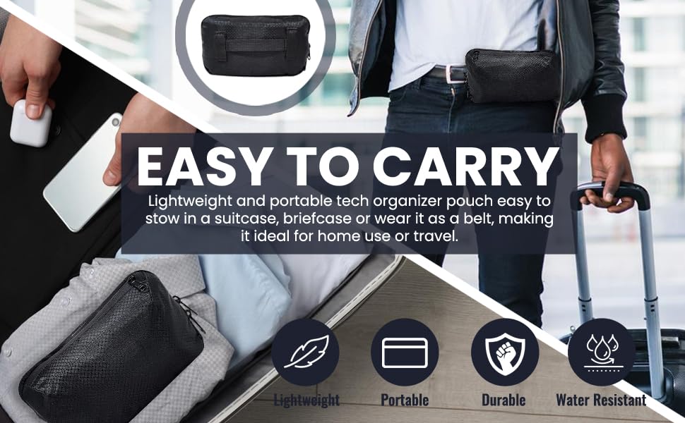 Cable Organizer – Sleek & Weatherproof Back Tech Pouch for Cords, Chargers, and Electronic accessories.