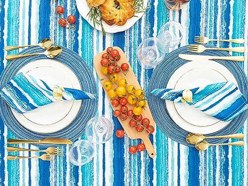 YiHomer Indoor Outdoor Tabletop for Spring Summer Decorations, Picnics and Dinner Parties - Stain and Water Resistant, Crayon Art (Ocean), Tablecloth, 60 x 120 Rectangle - size: 120" x 60" (Rectangular)