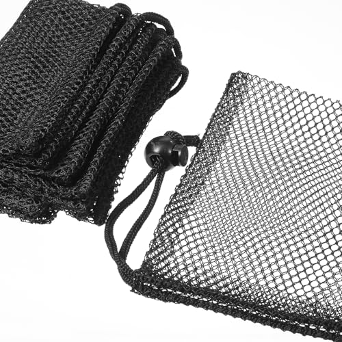 12Pack Mesh Bags Drawstring, Portable Nylon Storage Mesh Bags, Black Nylon Drawstring Bag for Travel Stuff, Beach Toys, Outdoor activities, Seashell Collecting (6 X 4 Inch)