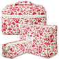 GISMTR 3Pcs Makeup Bag Cotton Quilted Travel Cosmetic Bag Cute Floral Makeup Pouch Large Toiletry Bag for Women Girls - color: Red flowers