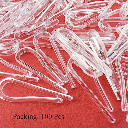 HAHIYO 1.8in/45mm 100Pcs Clear Plastic U-Shape Alligator Clips - Toothless Clothespins for Fabric, Garment, Shirts, Socks, Pants, Comic Boards - size: Clear - 1.8 inches - 100 Count - Toothless